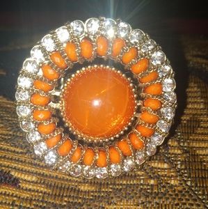 Orange Gem Crested Ring